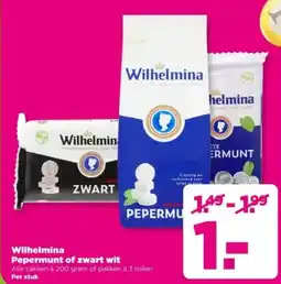 PLUS Wilhelmina Pepermunt of zwart wit aanbieding