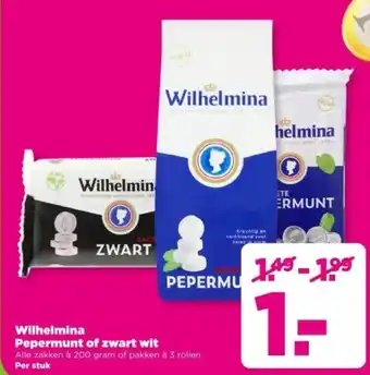 PLUS Wilhelmina Pepermunt of zwart wit aanbieding