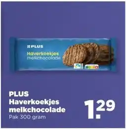 PLUS PLUS Haverkoekjes melkchocolade aanbieding