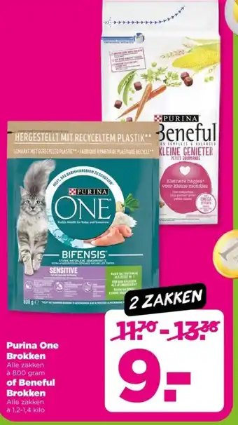 PLUS Purina One Brokken of Beneful Brokken aanbieding