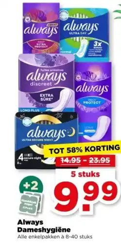 PLUS Always Dameshygiëne aanbieding