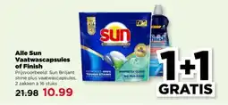 PLUS Alle Sun Vaatwascapsules of Finish aanbieding