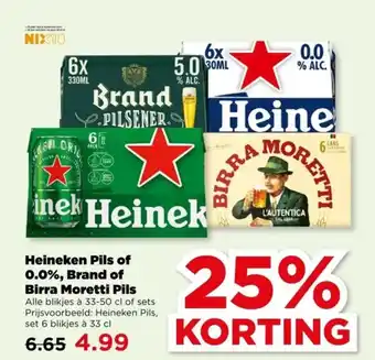PLUS Heineken Pils of 0.0%, Brand of Birra Moretti Pils aanbieding
