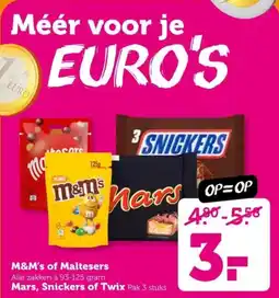 Coop M&M's of Maltesers Mars, Snickers of Twix aanbieding