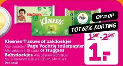Coop Kleenex Tissues of zakdoekjes Page Vochtig toiletpapier of Huggies Babydoekjes aanbieding