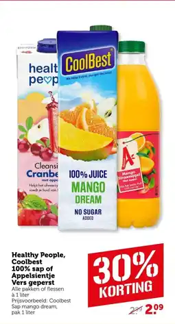Coop Healthy People, Coolbest 100% sap of Appelsientje Vers geperst aanbieding