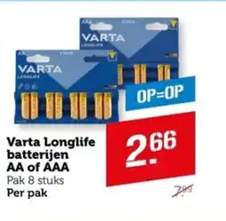 Coop Varta Longlife batterijen AA of AAA aanbieding