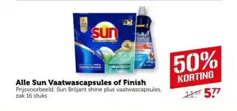 Coop Alle Sun Vaatwascapsules of Finish aanbieding