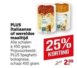 Coop Plus italiaanse of wereldse maaltijd aanbieding