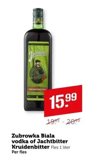 Coop Zubrowka Biala vodka of Jachtbitter Kruidenbitter aanbieding