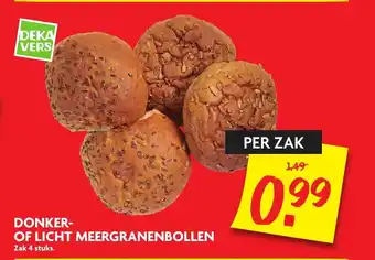 Dekamarkt Donker of Licht Meergranenbollen aanbieding