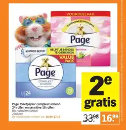 Albert Heijn Page toiletpapier compleet schoon 24 rollen en sensitive 16 rollen aanbieding