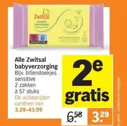 Albert Heijn Alle Zwitsal babyverzorging Bijv. billendoekjes sensitive aanbieding