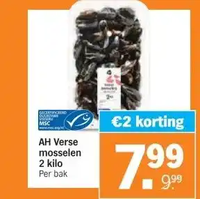Albert Heijn AH Verse mosselen 2 kilo Per bak aanbieding