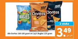 Albert Heijn Alle Doritos 160-185 gram en Lay's Bugles 125 gram aanbieding