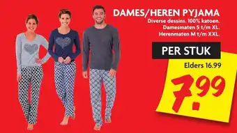 Dekamarkt Dames/Heren Pyjama aanbieding