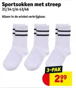 Kruidvat Sportsokken met streep aanbieding
