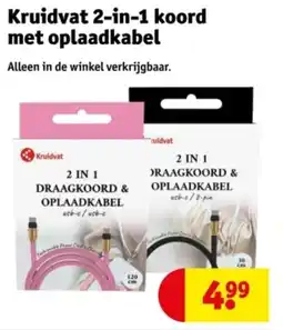 Kruidvat Kruidvat 2 in 1 koord met oplaadkabel aanbieding