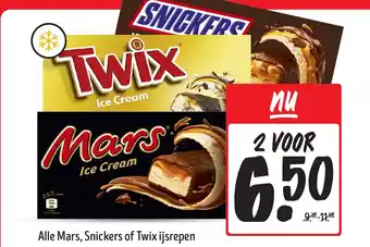 Jumbo Alle Mars, Snickers of Twix ijsrepen aanbieding