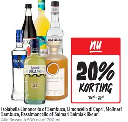 Jumbo Isolabella Limoncello of Sambuca, Limoncello di Capri, Molinari Sambuca, Passimoncello of Salmari Salmiak likeur aanbieding