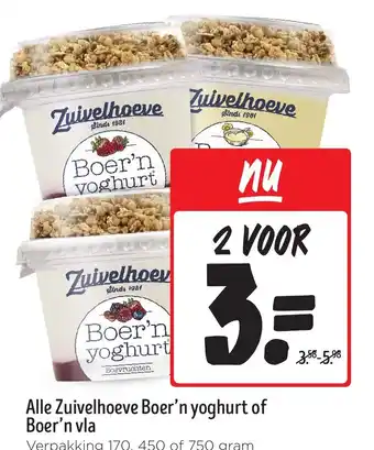 Jumbo Alle Zuivelhoeve Boer'n yoghurt of Boer'n vla aanbieding