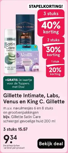 Etos Gillette Intimate, Labs, Venus en King C. Gillette aanbieding