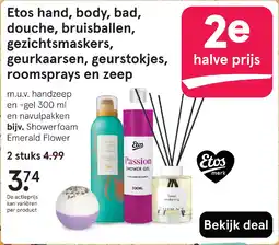 Etos Etos hand, body, bad, douche, bruisballen, gezichtsmaskers, geurkaarsen, geurstokjes, roomsprays en zeep aanbieding
