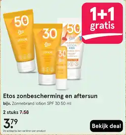 Etos Etos zonbescherming en aftersun aanbieding