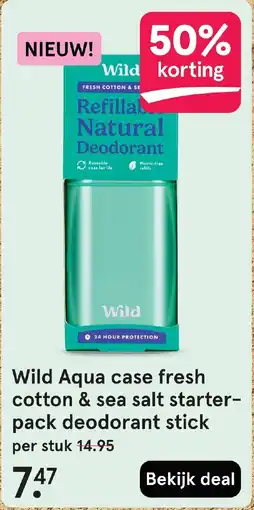 Etos Wild Aqua case fresh cotton & sea salt starter- pack deodorant stick aanbieding