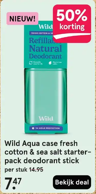 Etos Wild Aqua case fresh cotton & sea salt starter- pack deodorant stick aanbieding