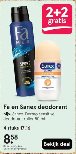 Etos Fa en Sanex deodorant aanbieding