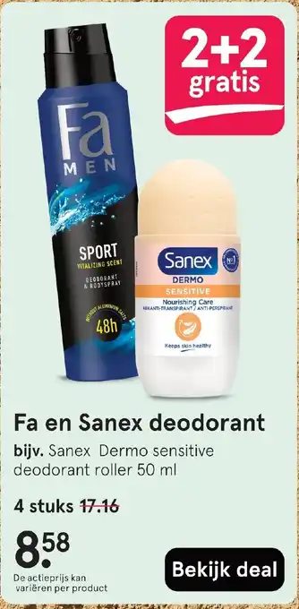 Etos Fa en Sanex deodorant aanbieding