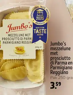 Jumbo Jumbo's mezzelune met prosciutto di Parma en Parmigiano Reggiano aanbieding
