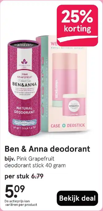 Etos Ben & Anna deodorant aanbieding