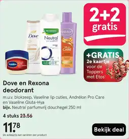 Etos Dove en Rexona deodorant aanbieding