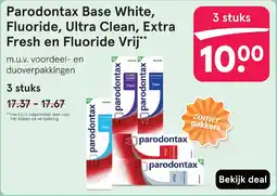 Etos Parodontax Base White, Fluoride, Ultra Clean, Extra Fresh en Fluoride Vrij aanbieding