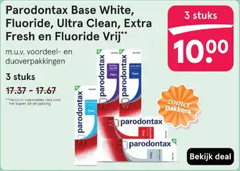 Etos Parodontax Base White, Fluoride, Ultra Clean, Extra Fresh en Fluoride Vrij aanbieding