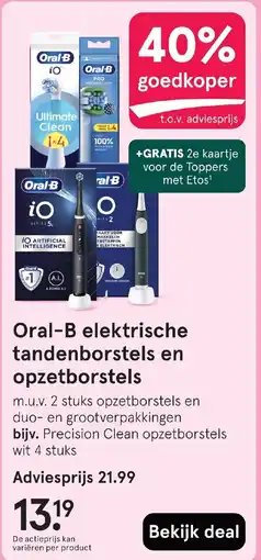 Etos Oral B elektrische tandenborstels en opzetborstels aanbieding