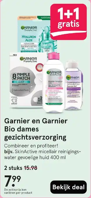 Etos Garnier en Garnier Bio dames gezichtsverzorging aanbieding