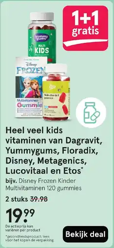 Etos Heel veel kids vitaminen van Dagravit, Yummygums, Floradix, Disney, Metagenics, Lucovitaal en Etos aanbieding