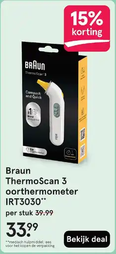 Etos Braun ThermoScan 3 oorthermometer IRT3030 aanbieding