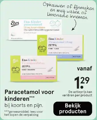 Etos Paracetamol voor kinderen aanbieding