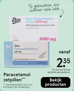 Etos Paracetamol zetpillen aanbieding