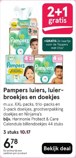 Etos Pampers luiers, luierbroekjes en doekjes aanbieding
