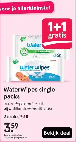 Etos WaterWipes single packs aanbieding
