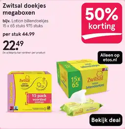 Etos Zwitsal doekjes megaboxen aanbieding