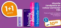 Trekpleister Hismile tandpasta en colour corrector V34 aanbieding