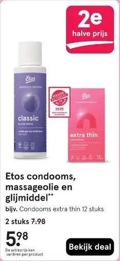 Etos Etos condooms, massageolie en glijmiddel aanbieding