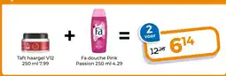 Trekpleister Taft haargel V12 + Fa douche Pink Passion aanbieding