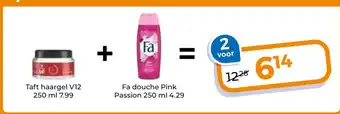 Trekpleister Taft haargel V12 + Fa douche Pink Passion aanbieding